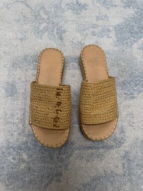 Woven Slide Sandals in Natural Tan - Women